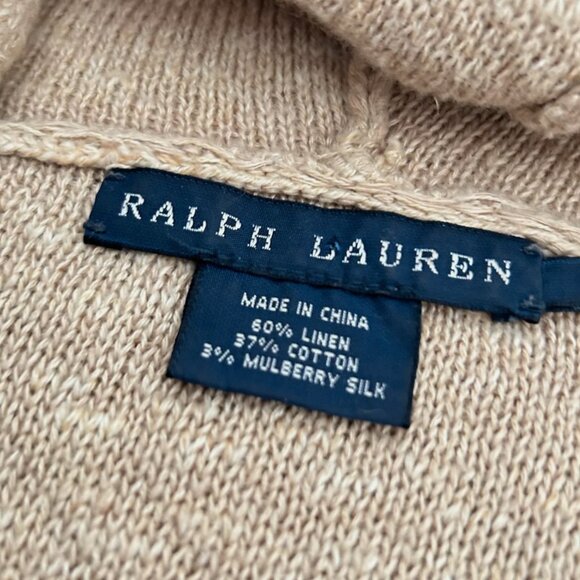 Vtg Ralph Lauren Hand Knit Sweater Cardigan Blue Label Linen Cotton Silk Rare - Picture 7 of 7